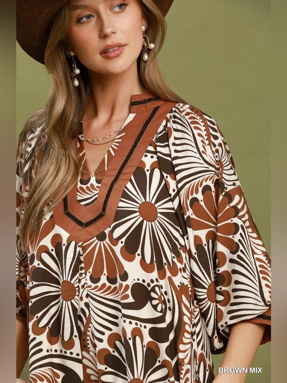 Umgee Abstract Print Midi Dress - Picture 6 of 7